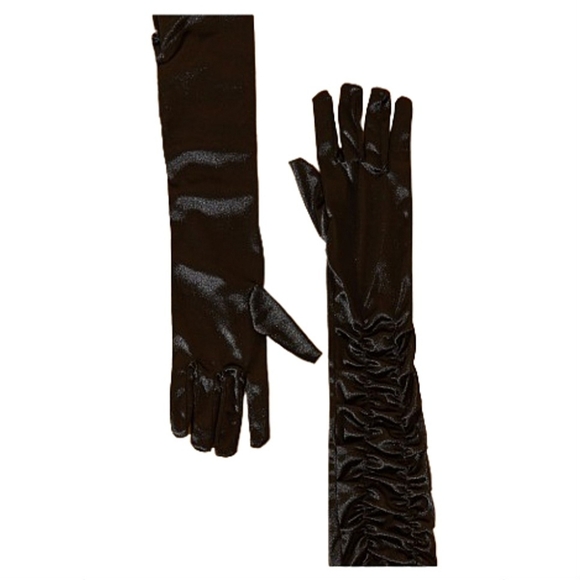 PLUS-SIZE ☆ MIDNITE BLACK STRETCH SATIN ☆ OPERA LENGTH GLOVES ☆ NWT - Picture 4 of 5